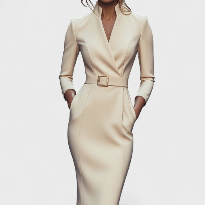 Madison - Elegant Dress with Belt and Collar