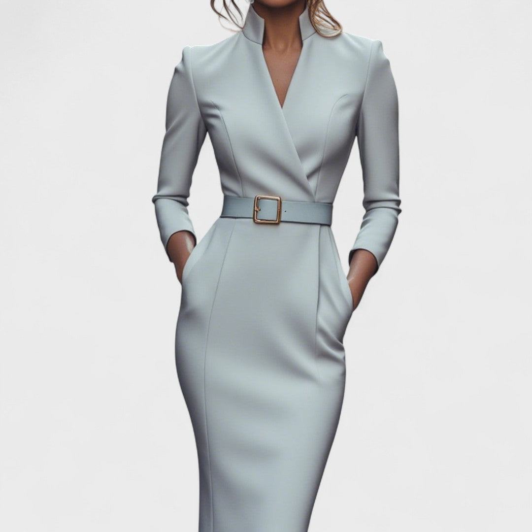 Madison - Elegant Dress with Belt and Collar