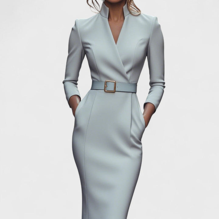 Madison - Elegant Dress with Belt and Collar
