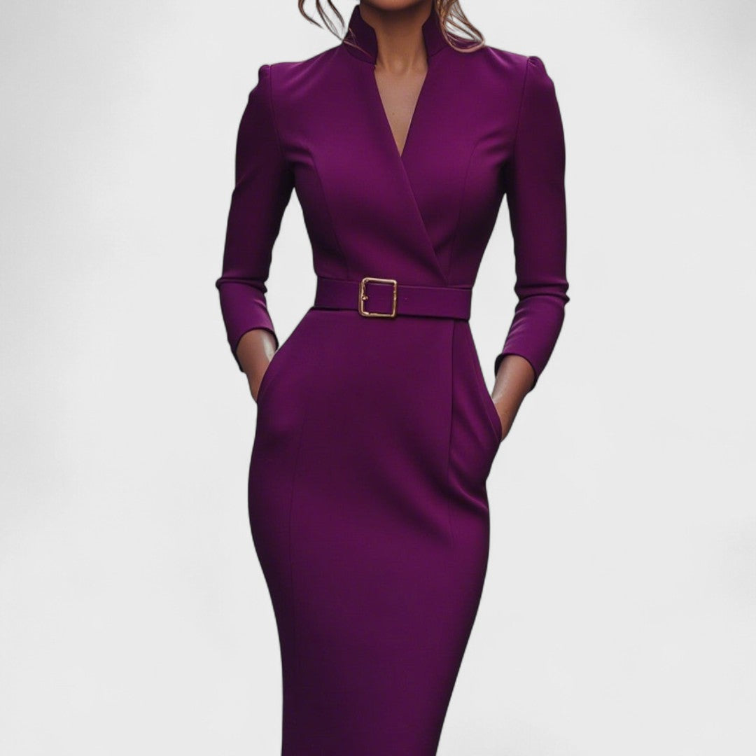 Madison - Elegant Dress with Belt and Collar