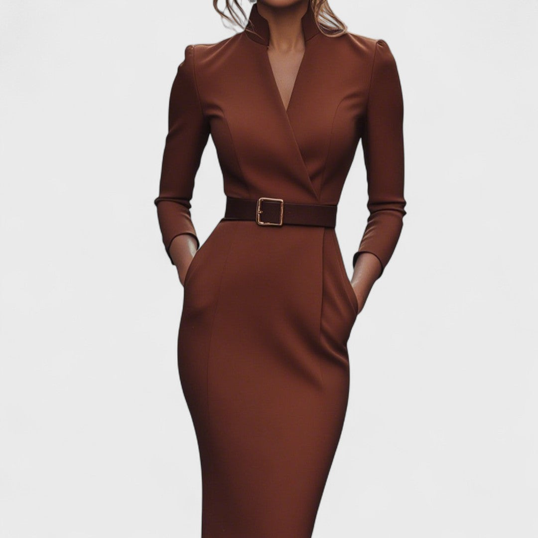 Madison - Elegant Dress with Belt and Collar
