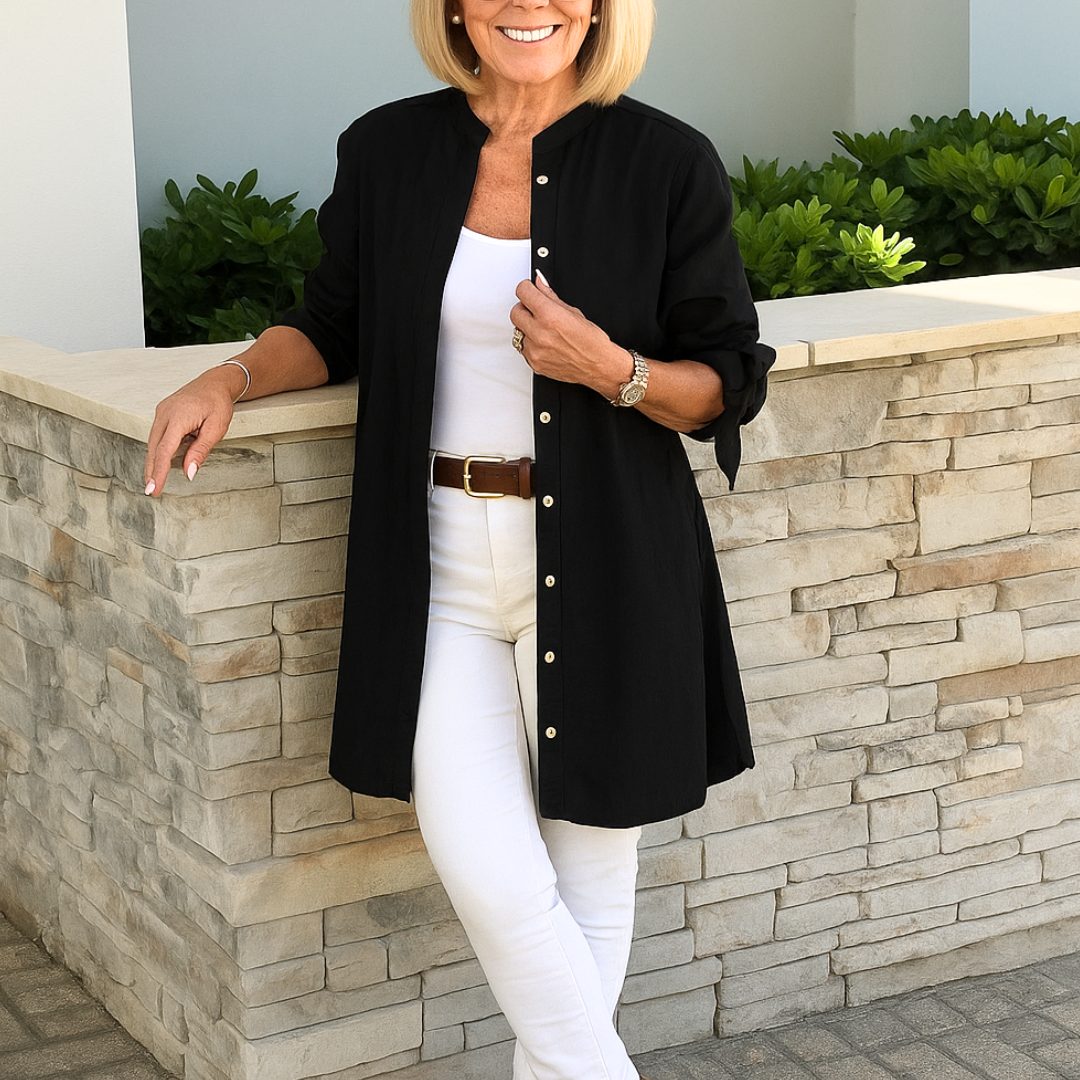 Louise™ | Soft, Flattering Long Button Blouse for Everyday Wear