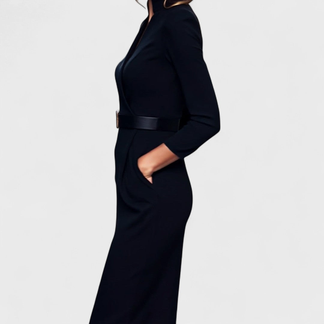 Madison - Elegant Dress with Belt and Collar