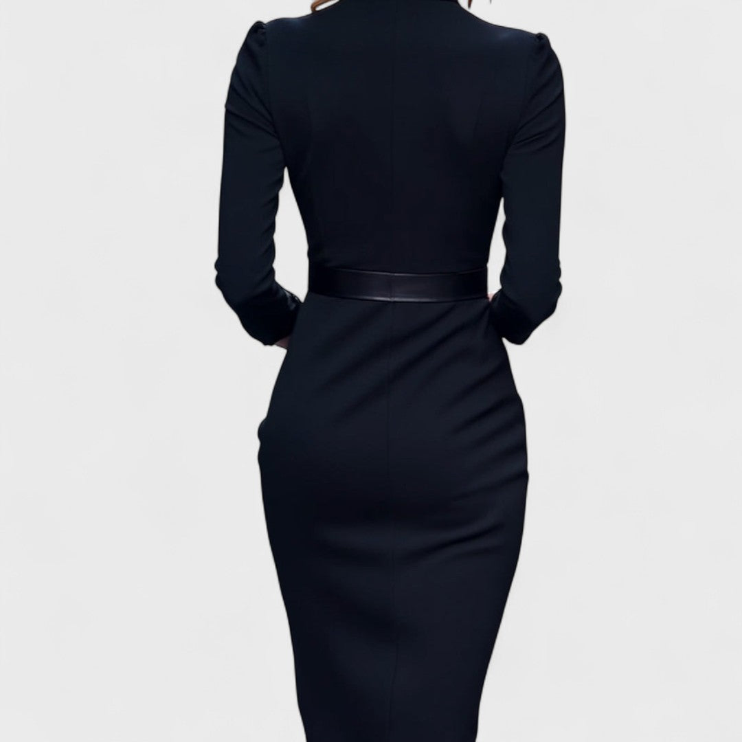 Madison - Elegant Dress with Belt and Collar