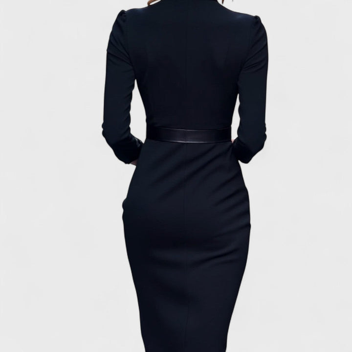 Madison - Elegant Dress with Belt and Collar