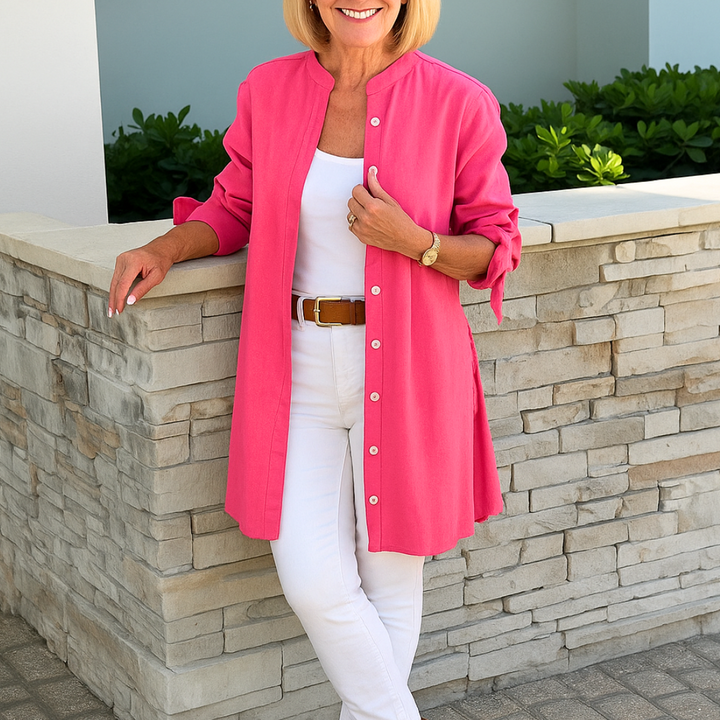 Louise™ | Soft, Flattering Long Button Blouse for Everyday Wear