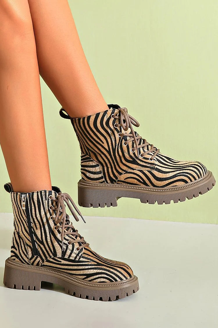Stella | Zebra Print Lace-Up Boots