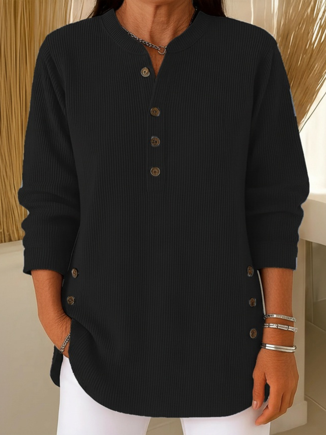 Élise™ – Long Sleeve Solid Knit Sweater