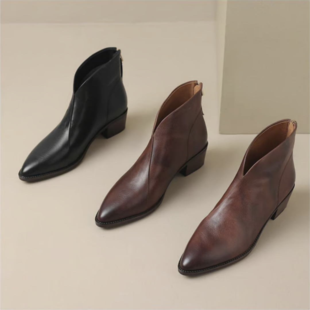 Camille | Luxury Low-Heeled Ankle Boots