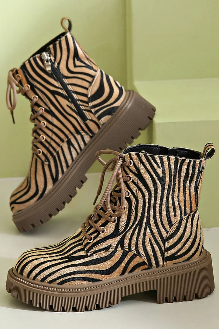 Stella | Zebra Print Lace-Up Boots