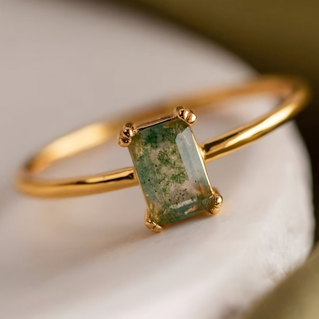 Roxane - Ring made of natural moss agate