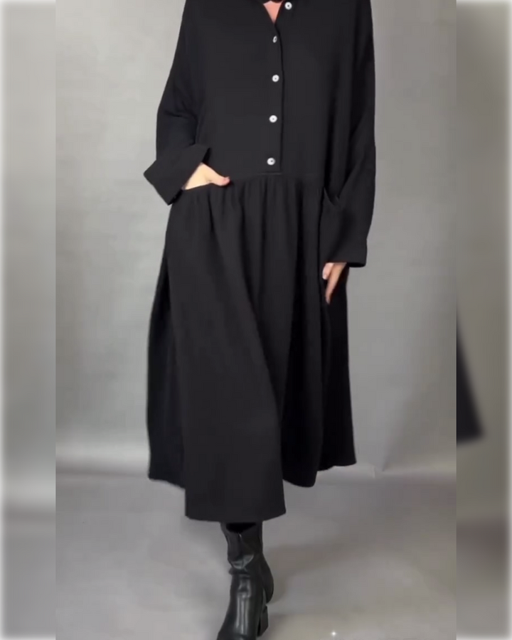 Helena™ | Soft, Elegant Button-Front Maxi Dress