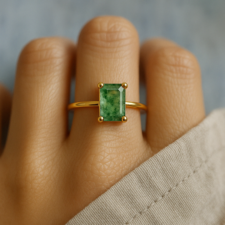 Roxane - Ring made of natural moss agate