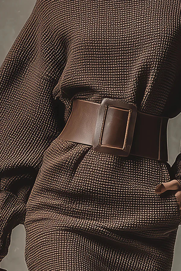 Cléa | Short Knit Dress with Fitted Belt