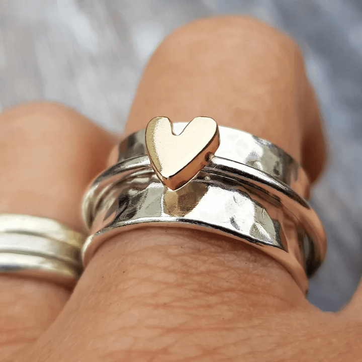 Mely - Silver Ring with Golden Heart
