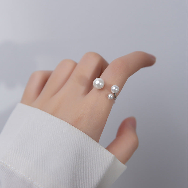 Adjustable Ring with Triple Freshwater Pearl Design