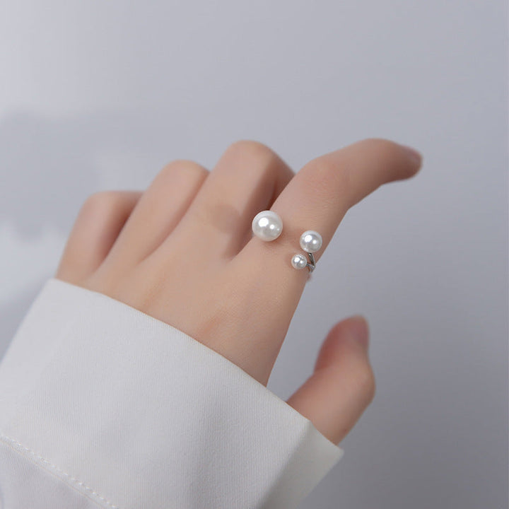 Adjustable Ring with Triple Freshwater Pearl Design