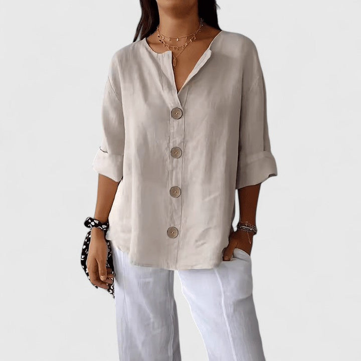 Cathlyn™ | Soft, Elegant Button Blouse for Effortless Fall Comfort