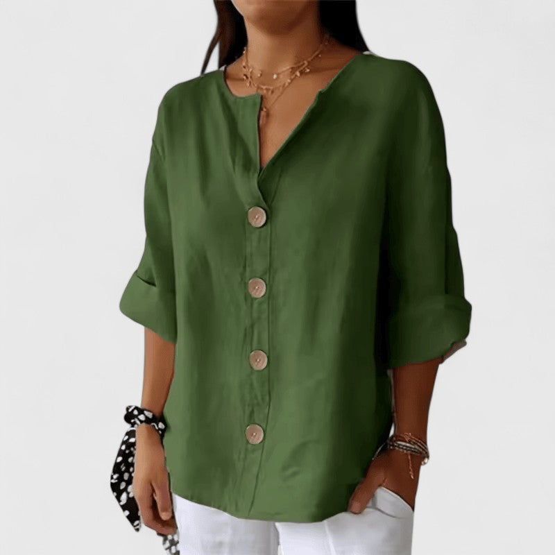 Cathlyn™ | Soft, Elegant Button Blouse for Effortless Fall Comfort
