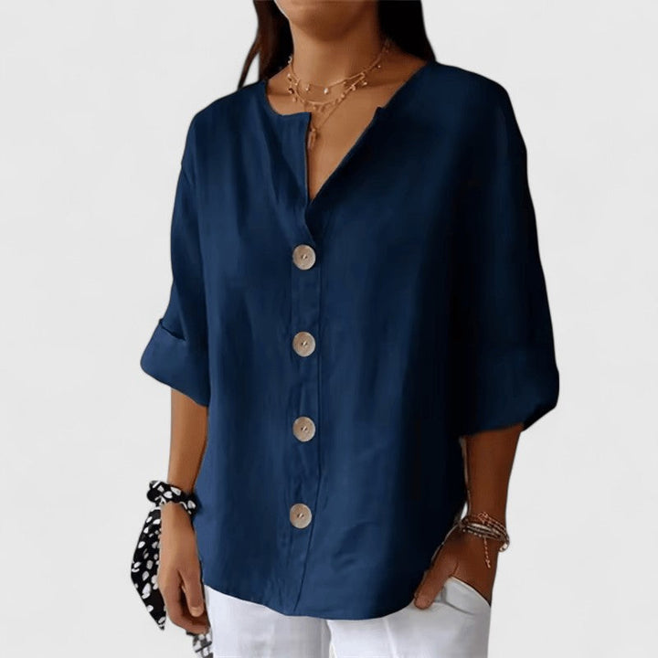 Cathlyn™ | Soft, Elegant Button Blouse for Effortless Fall Comfort