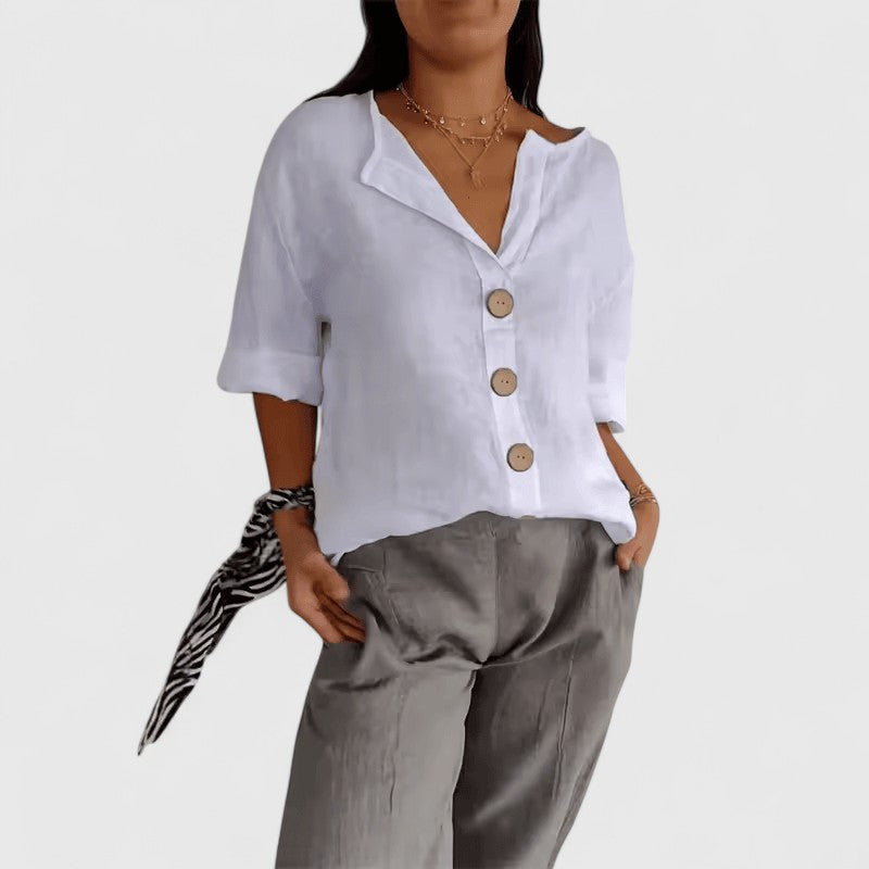 Cathlyn™ | Soft, Elegant Button Blouse for Effortless Fall Comfort