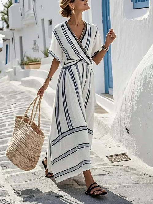 Arlena – Elegant Dress with Cross Neckline