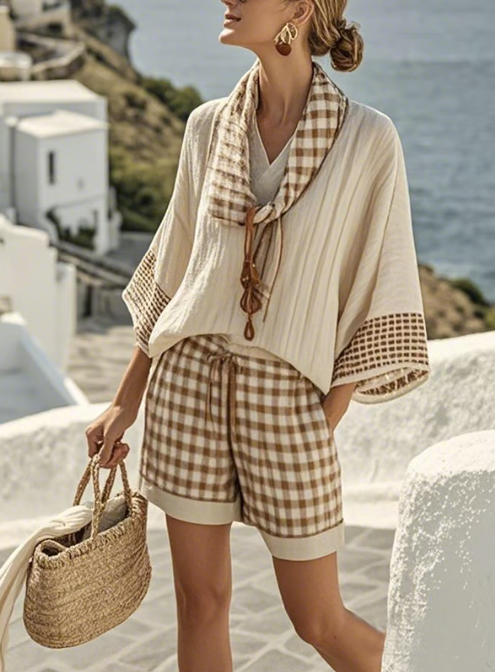 Clarie – Short Set in Checkered Pattern