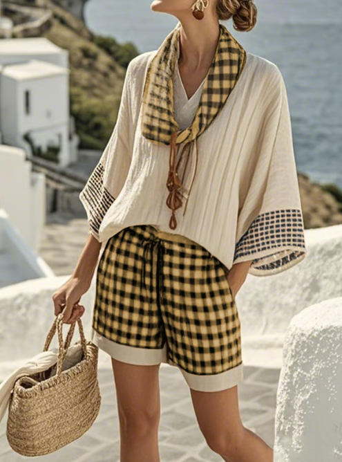 Clarie – Short Set in Checkered Pattern