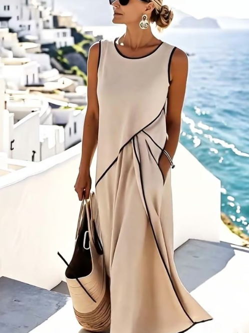 Elena – Elegant Pleated Sleeveless Dress