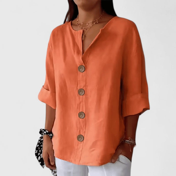 Cathlyn™ | Soft, Elegant Button Blouse for Effortless Fall Comfort