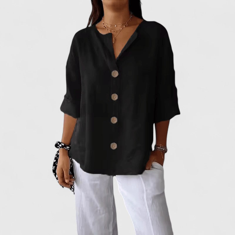 Cathlyn™ | Soft, Elegant Button Blouse for Effortless Fall Comfort