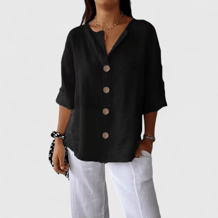 Cathlyn™ | Soft, Elegant Button Blouse for Effortless Fall Comfort