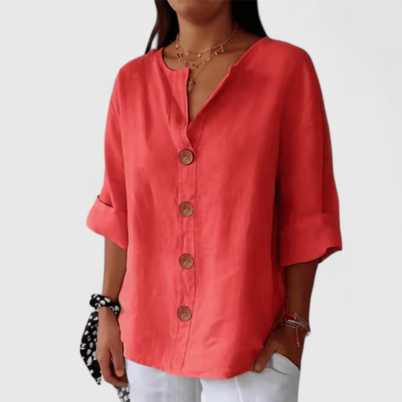 Cathlyn™ | Soft, Elegant Button Blouse for Effortless Fall Comfort
