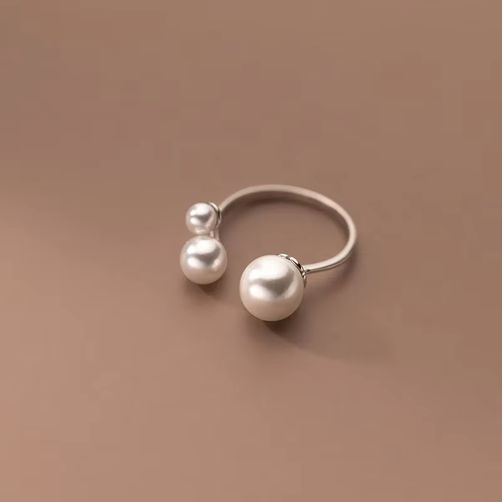 Adjustable Ring with Triple Freshwater Pearl Design
