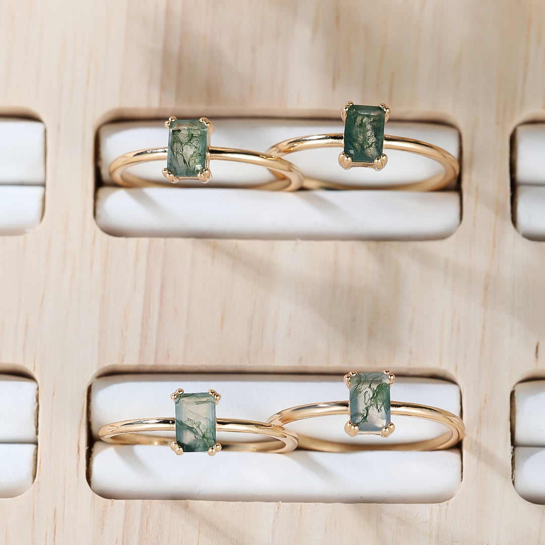 Roxane - Ring made of natural moss agate