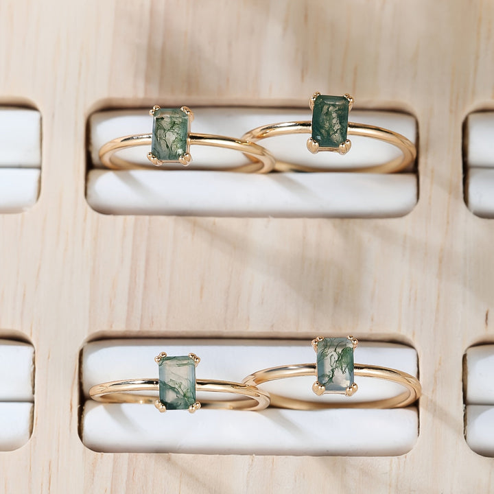 Roxane - Ring made of natural moss agate