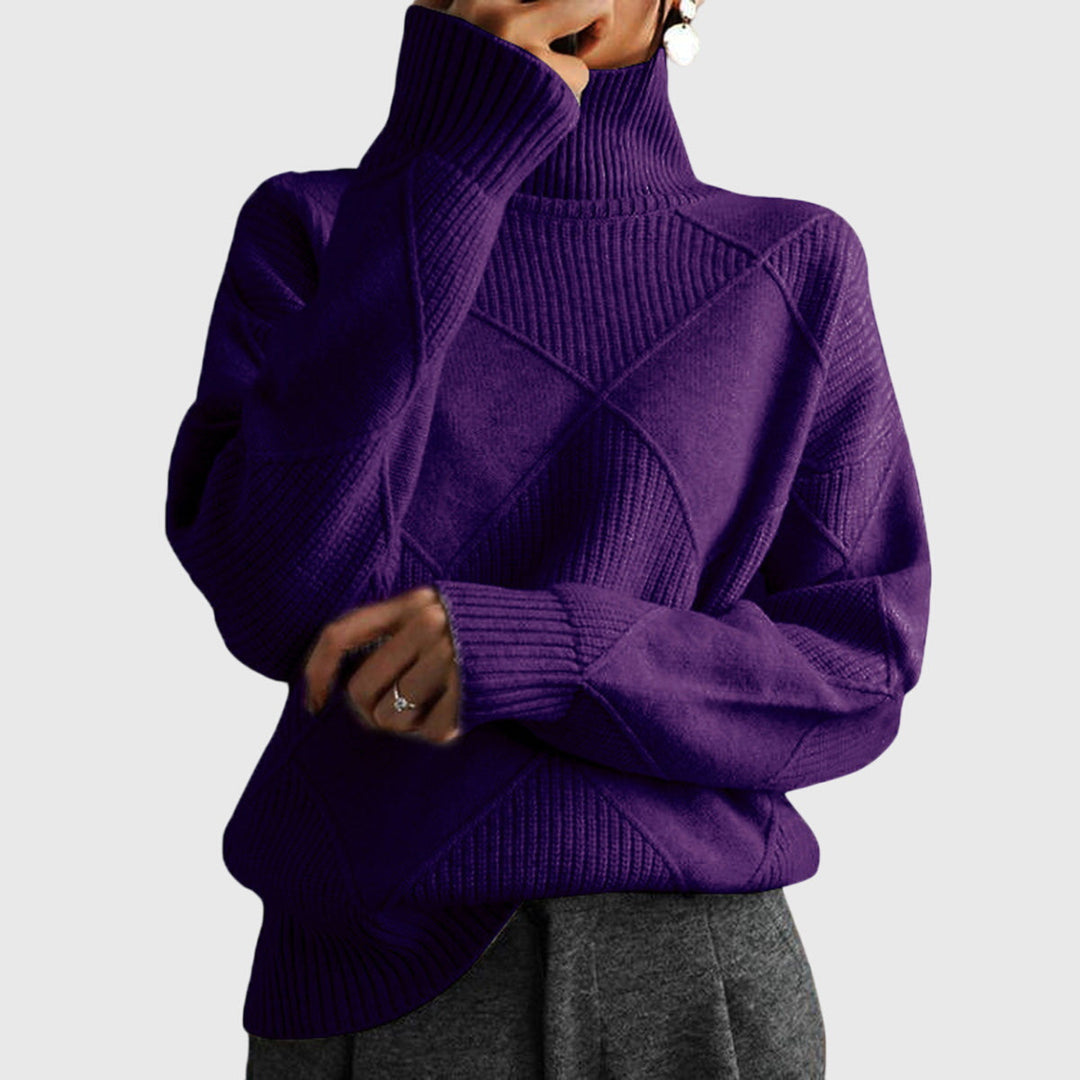 Angela - Modern Geometric Turtleneck Sweater