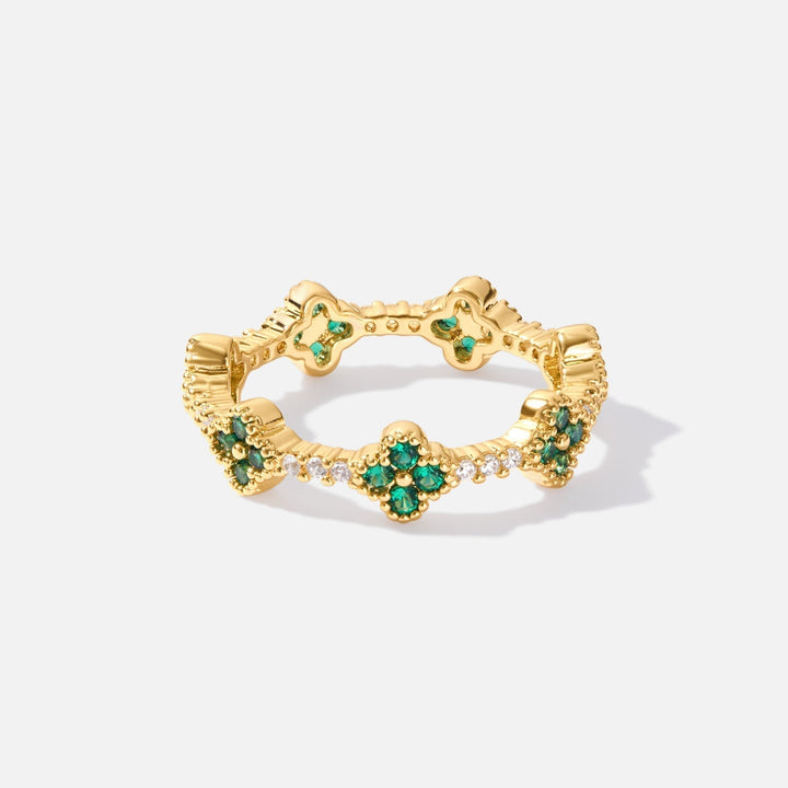 Chance - Ring with a Crystal in the Shape of a Four-Leaf Clover