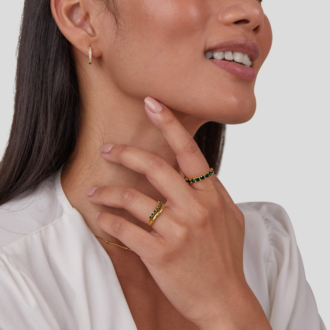 Mary - Stacked Ring with Emerald
