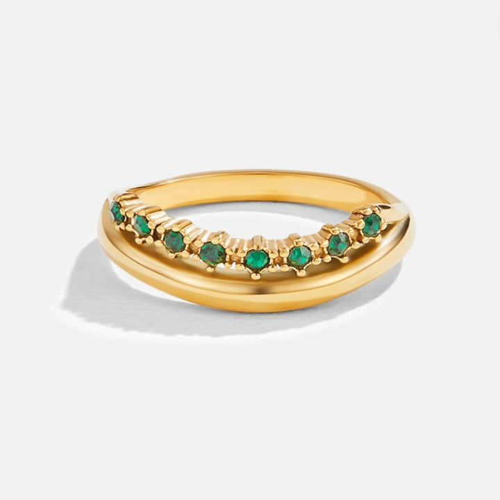 Mary - Stacked Ring with Emerald