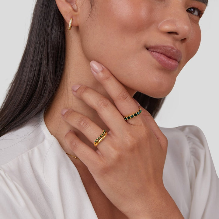Mary - Stacked Ring with Emerald