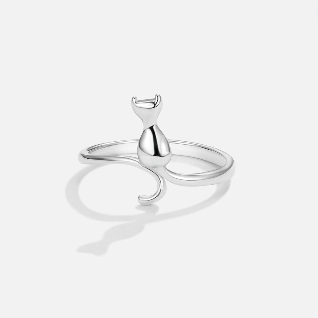 Silver Ring with a Cat at Midnight