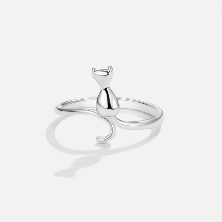 Silver Ring with a Cat at Midnight