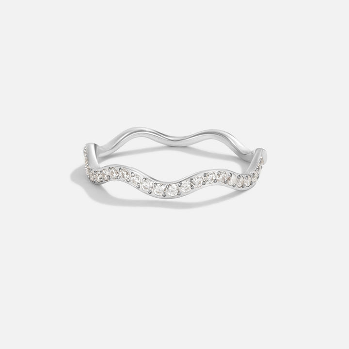 Zenya Crystal &amp; Silver Wavy Ring